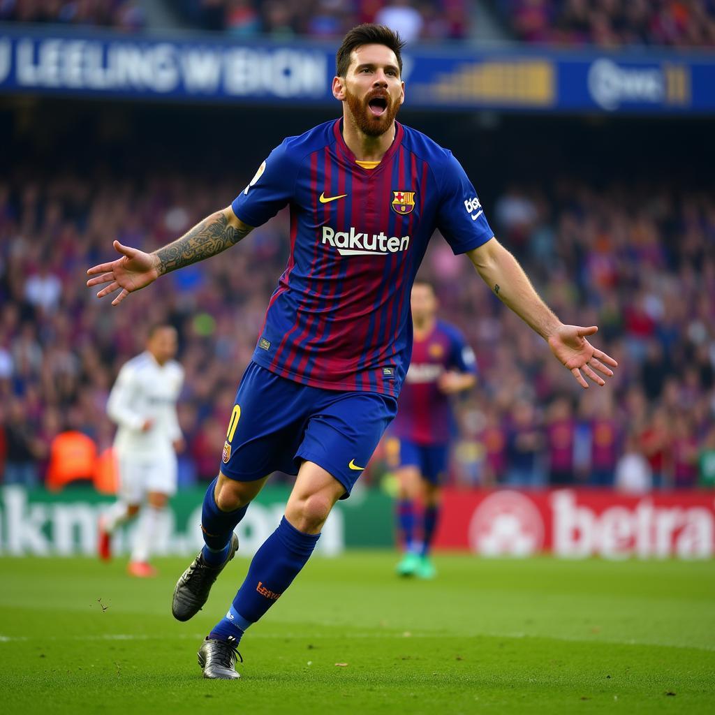 Messi ghi bàn vào lưới Real Madrid trong trận El Clasico