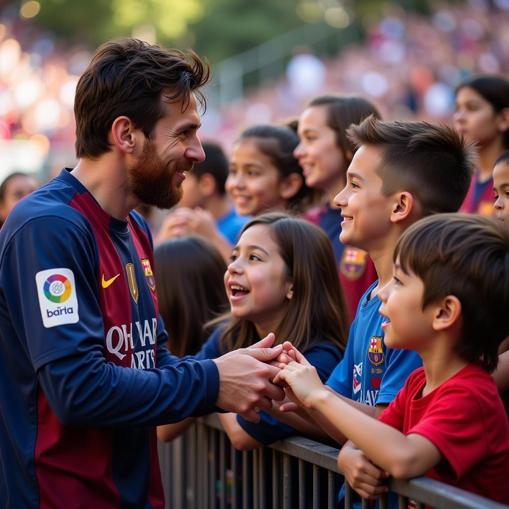 Messi giao lưu với các fan nhí, truyền cảm hứng và niềm vui cho các em.