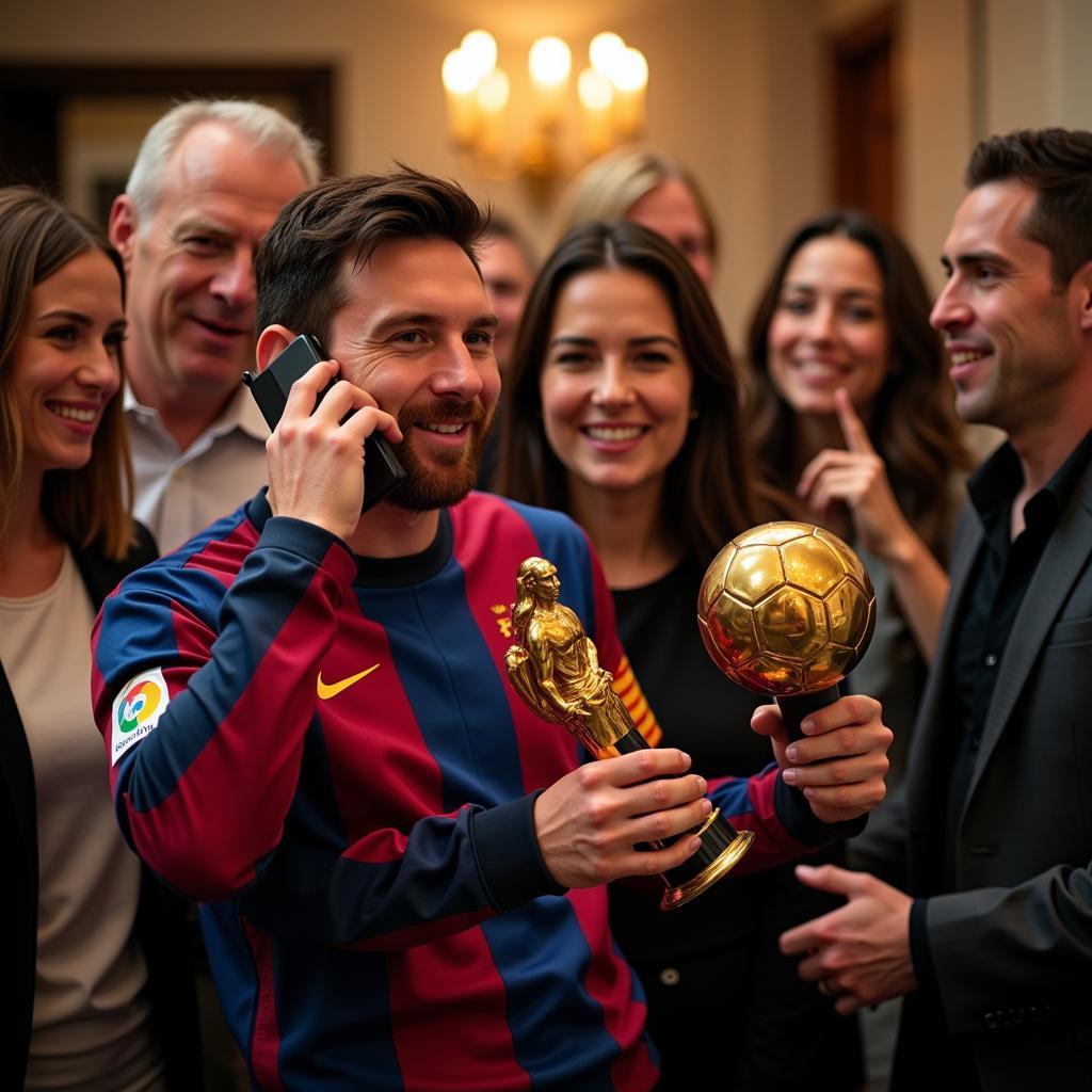 Messi nhận cuộc gọi chúc mừng sau khi giành Ballon d'Or