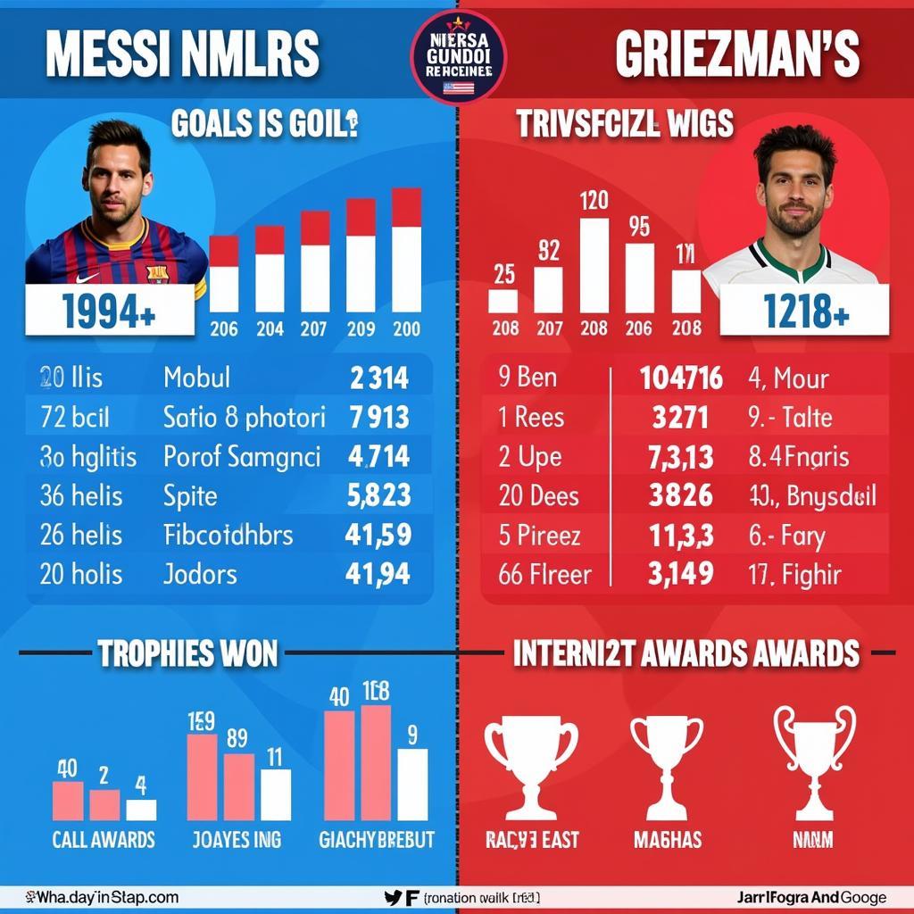 So sánh thành tích của Messi và Griezmann