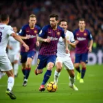 Messi khéo léo vượt qua đối thủ