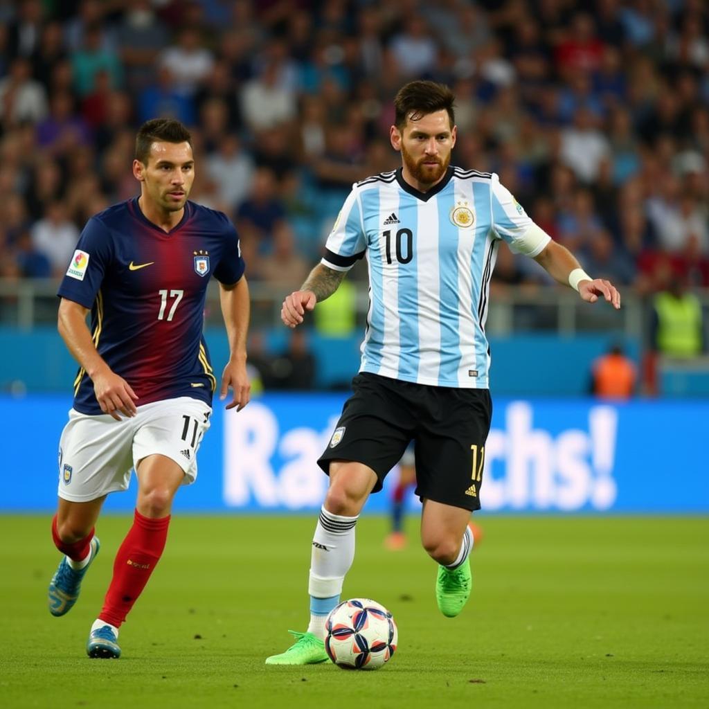 Messi kiến tạo cho đồng đội trong trận đấu với Pháp tại World Cup 2018