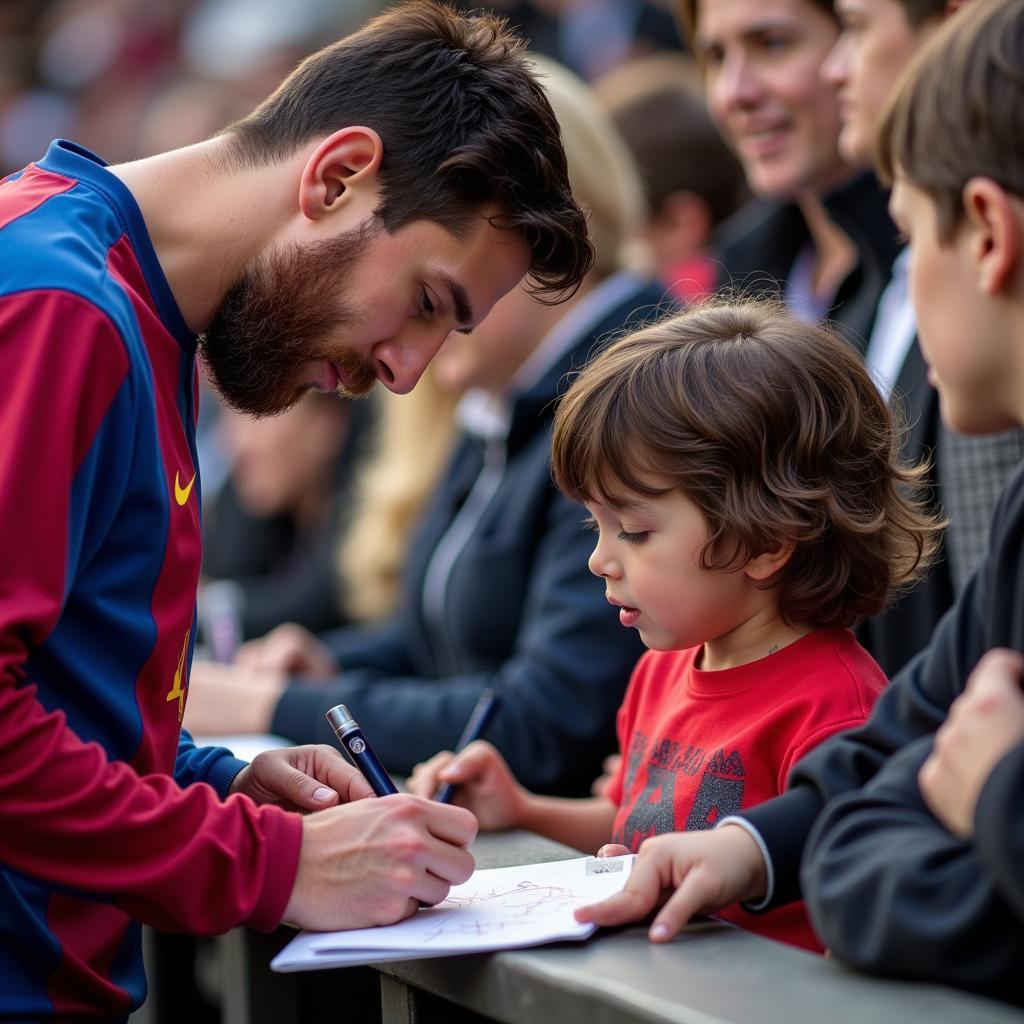 Messi ký tặng cho fan hâm mộ