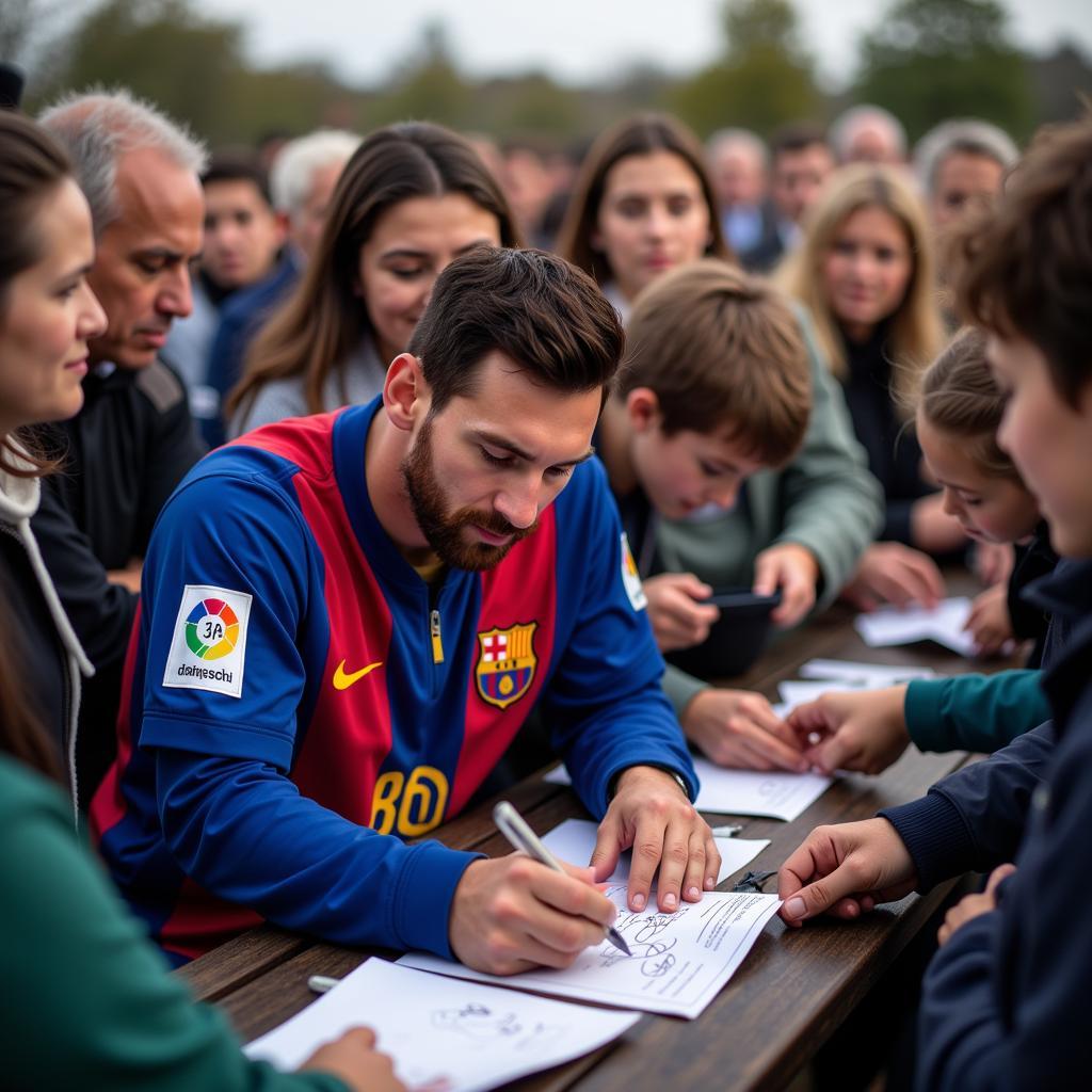 Messi ký tặng người hâm mộ tại Davis Cup