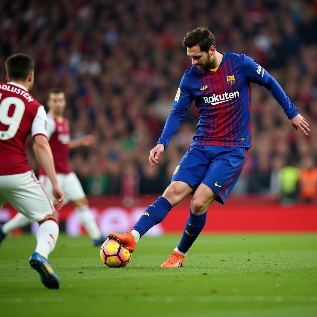 Messi thể hiện kỹ thuật sút phạt hoàn hảo