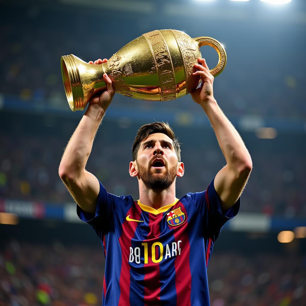 Messi nâng cao chiếc cup vàng danh giá