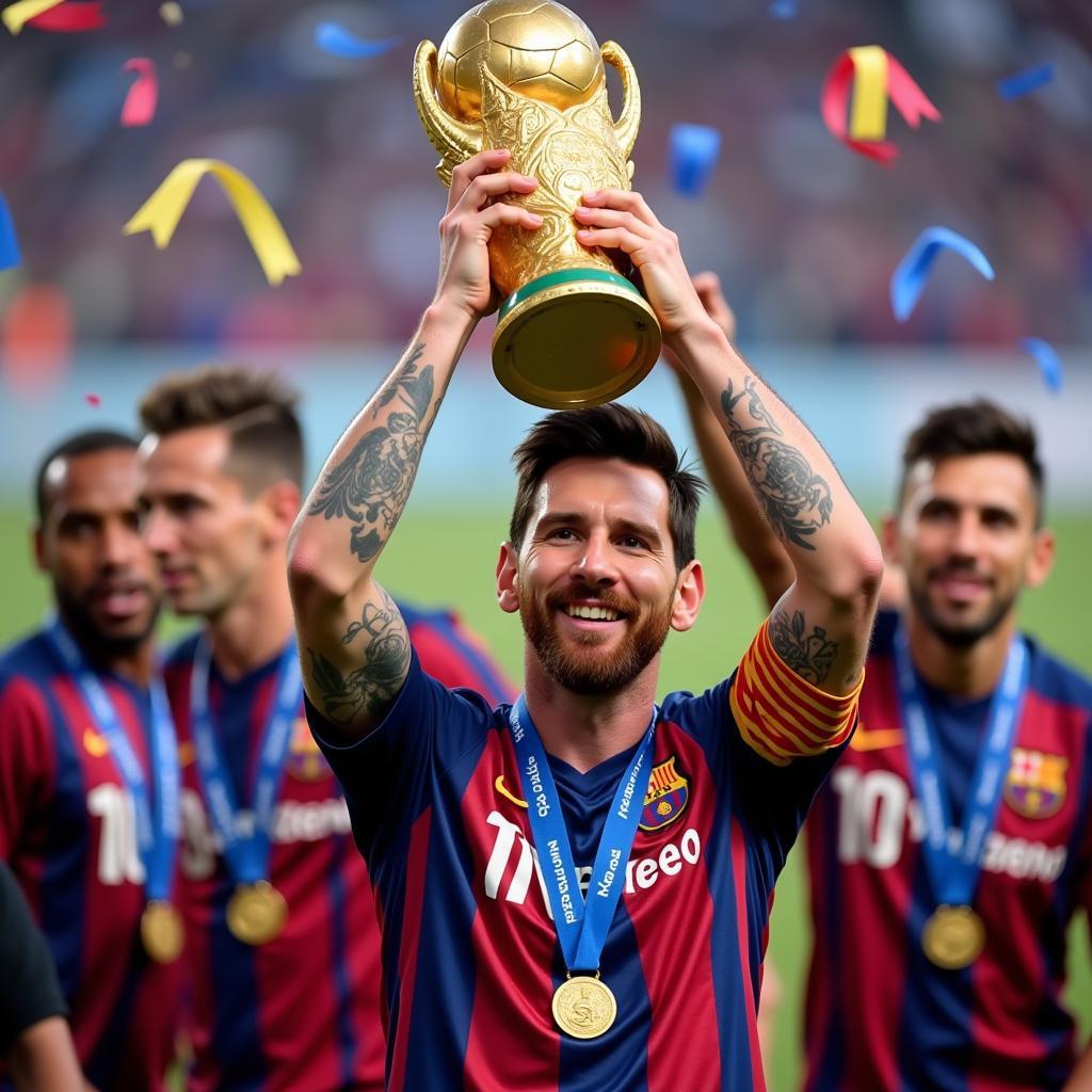 Messi nâng cao chiếc cúp vàng World Cup 2022