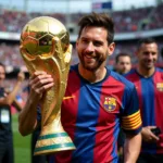 Messi nâng cúp vàng World Cup