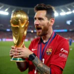 Messi nâng cúp vàng World Cup