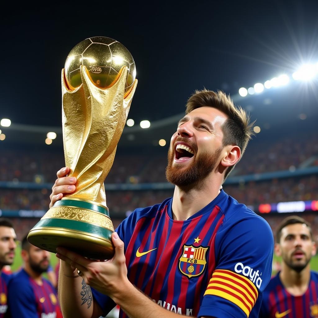 Messi nâng cúp vàng World Cup - khoảnh khắc lịch sử