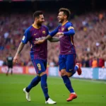 Messi và Neymar trong màu áo Barcelona