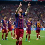 Messi ngón tay trỏ chỉ lên trời tại World Cup