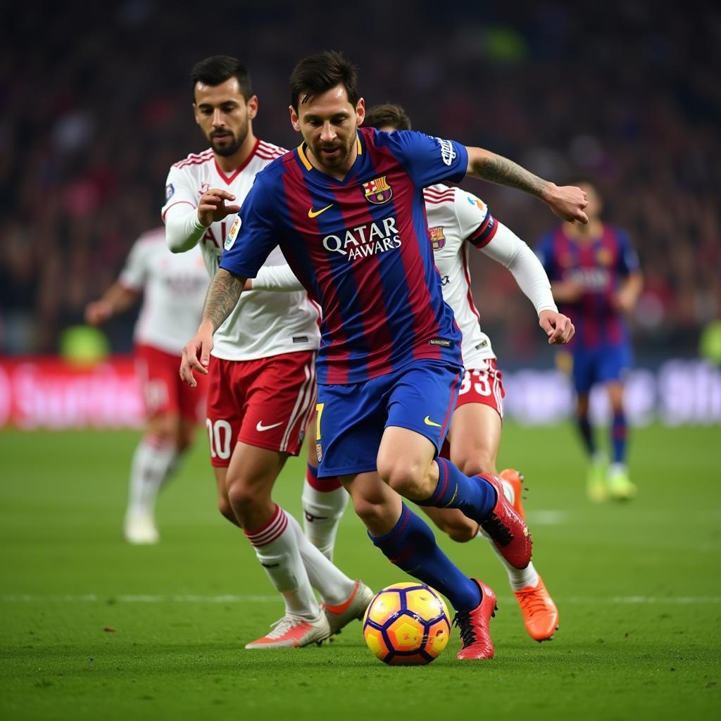 Messi rê bóng với tốc độ cao