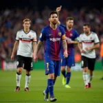 Messi rời sân sau khi nhận thẻ đỏ trong sự tiếc nuối