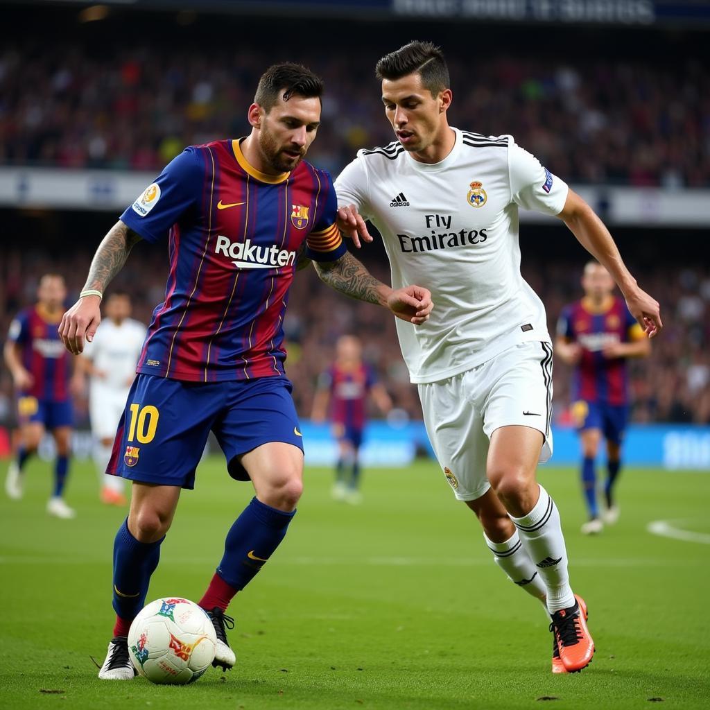 Messi và Ronaldo trong trận El Clasico kinh điển