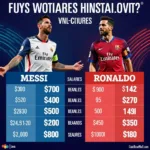 Lương và thưởng của Messi và Ronaldo