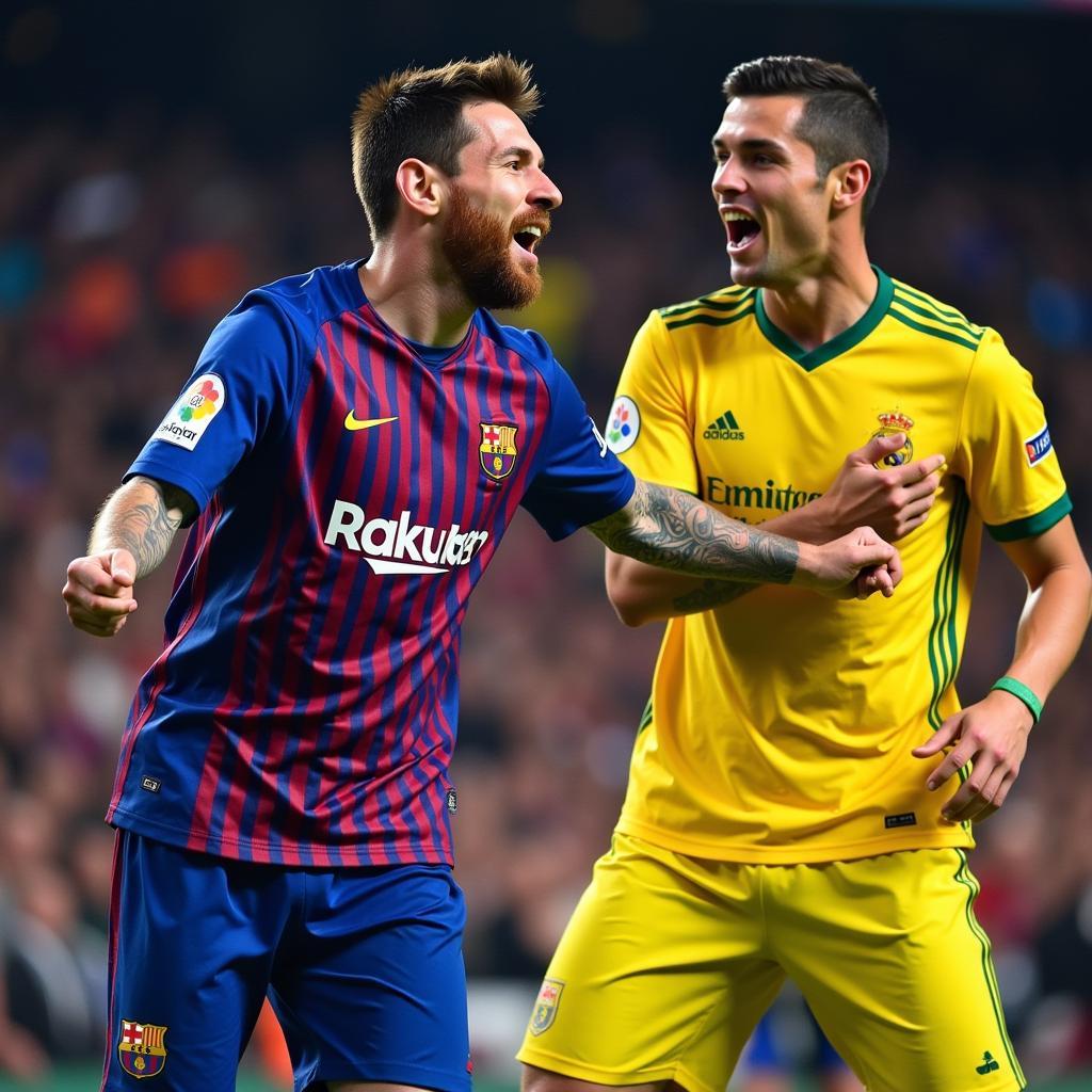 Messi và Ronaldo ăn mừng chiến thắng