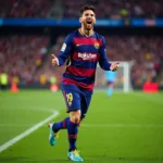 Messi ăn mừng chiến thắng với đôi giày của mình