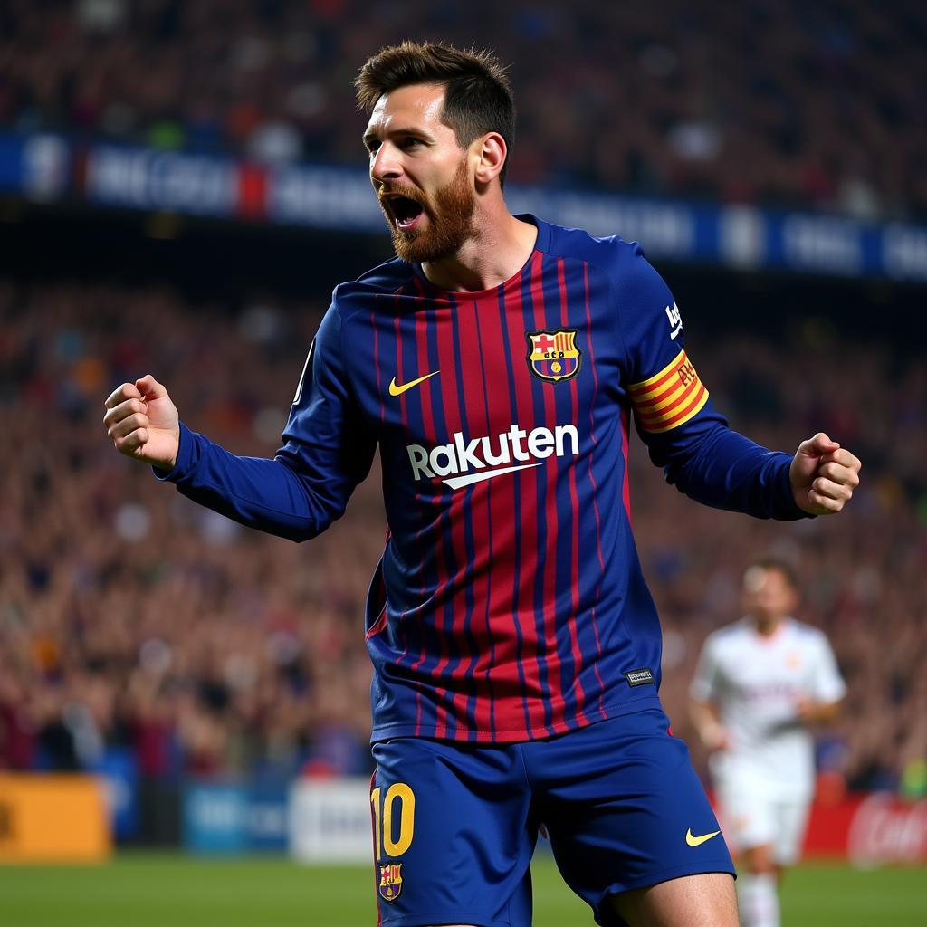 Messi với số áo huyền thoại 10 tại Barcelona