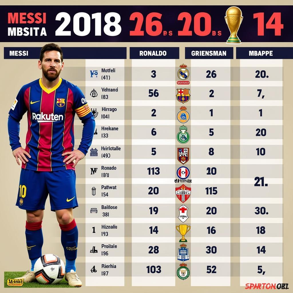 So sánh thành tích của Messi với các ứng cử viên QBV 2018 khác