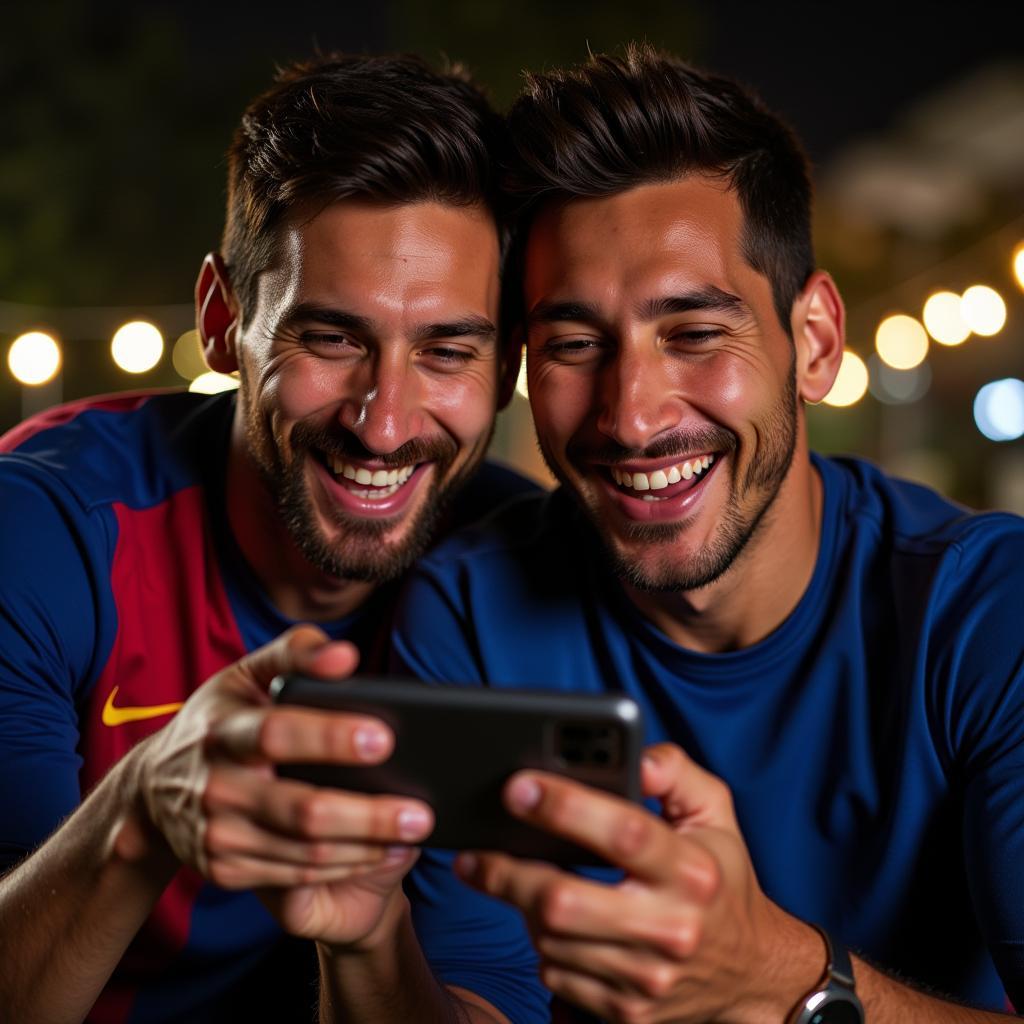 Messi và Suarez cùng nhau chơi game mobile