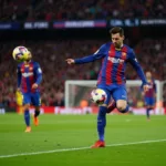 Messi sút phạt ghi bàn thắng thứ 3 vào lưới Liverpool