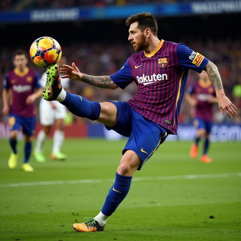 Messi thực hiện cú sút phạt