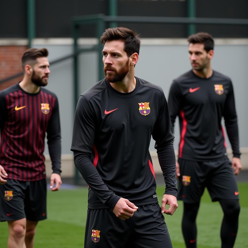 Messi tập luyện cùng đồng đội