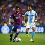 Messi và Aguero trên sân cỏ