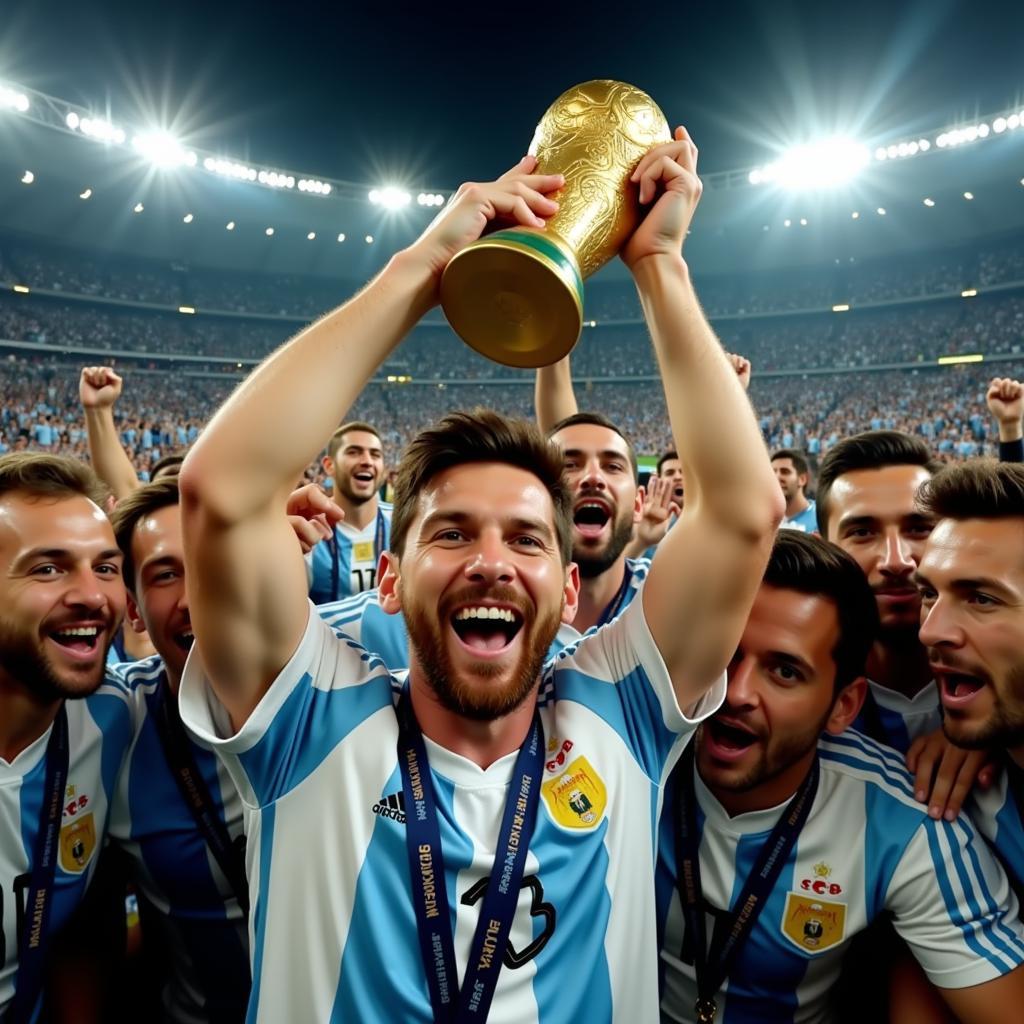 Messi nâng cao chiếc cúp vàng World Cup 2022