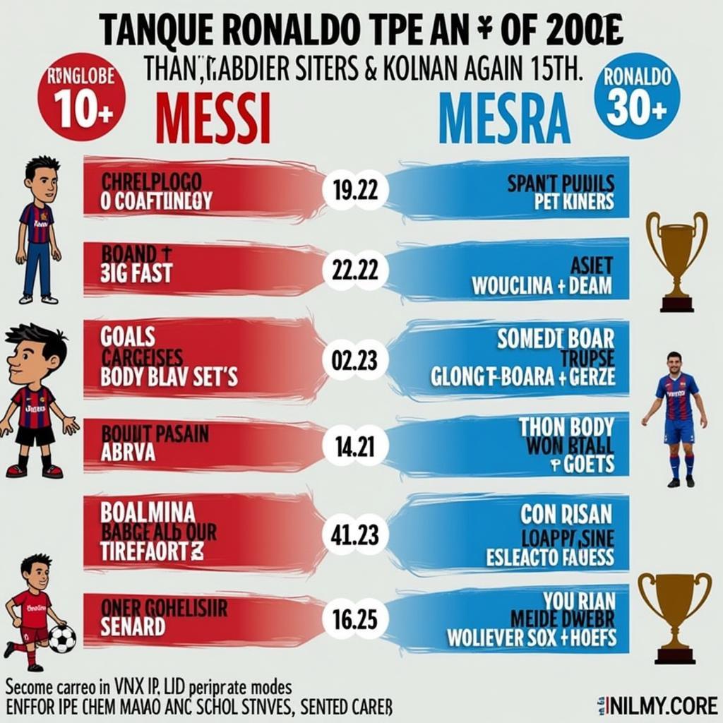 So sánh thành tích của Messi và Ronaldo