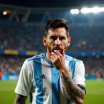 Hình ảnh Messi tại World Cup 2018 khi Argentina đối đầu Nigeria