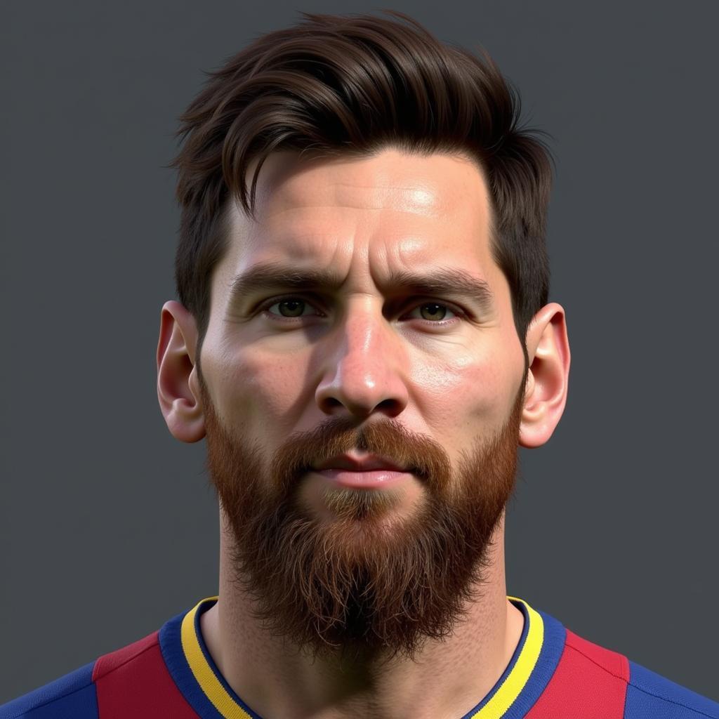 Khuôn mặt Messi trong PES 18 được tái hiện chi tiết và chân thực