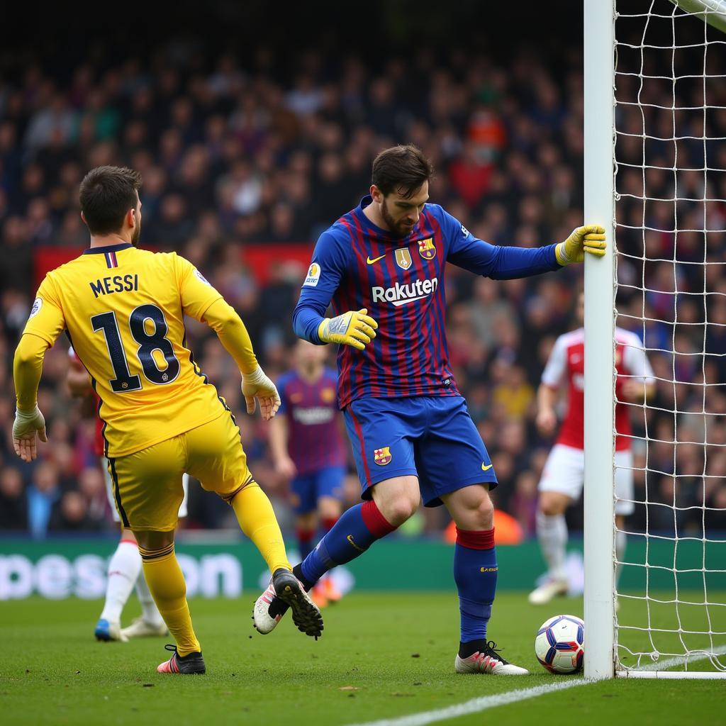 Petr Cech cản phá cú sút của Messi