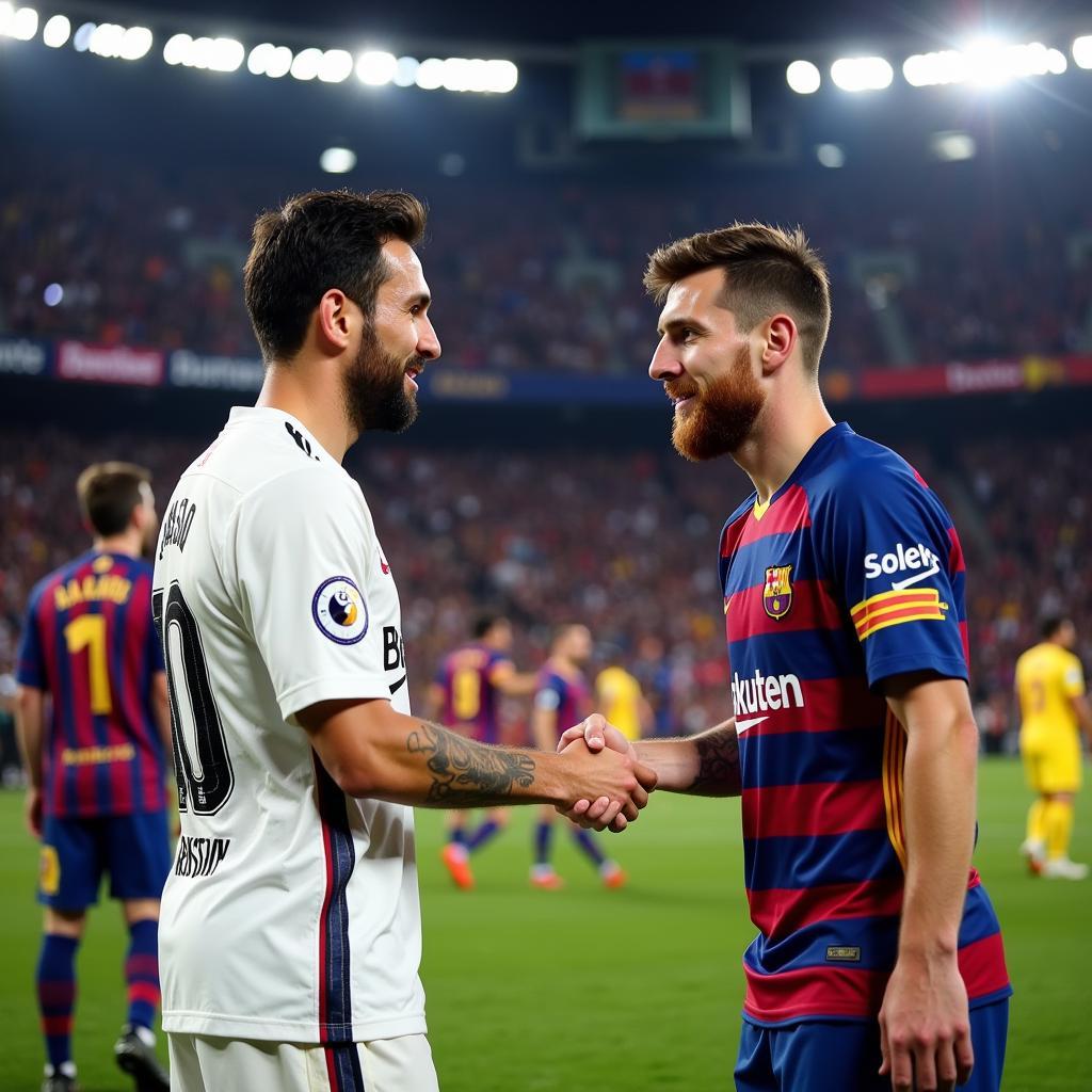 Ramos và Messi bắt tay sau trận đấu Siêu kinh điển