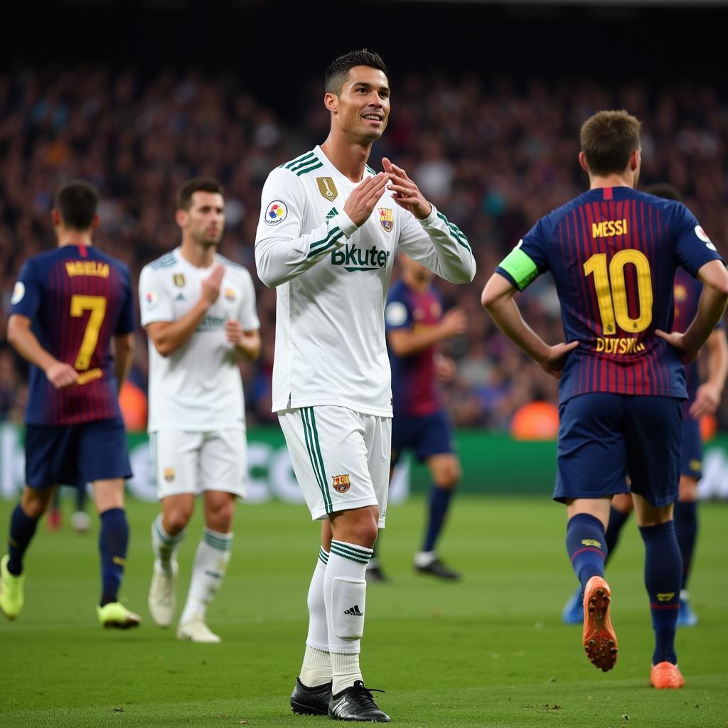 Ronaldo chọc Messi miss pen trong trận El Clasico: Hình ảnh gây tranh cãi