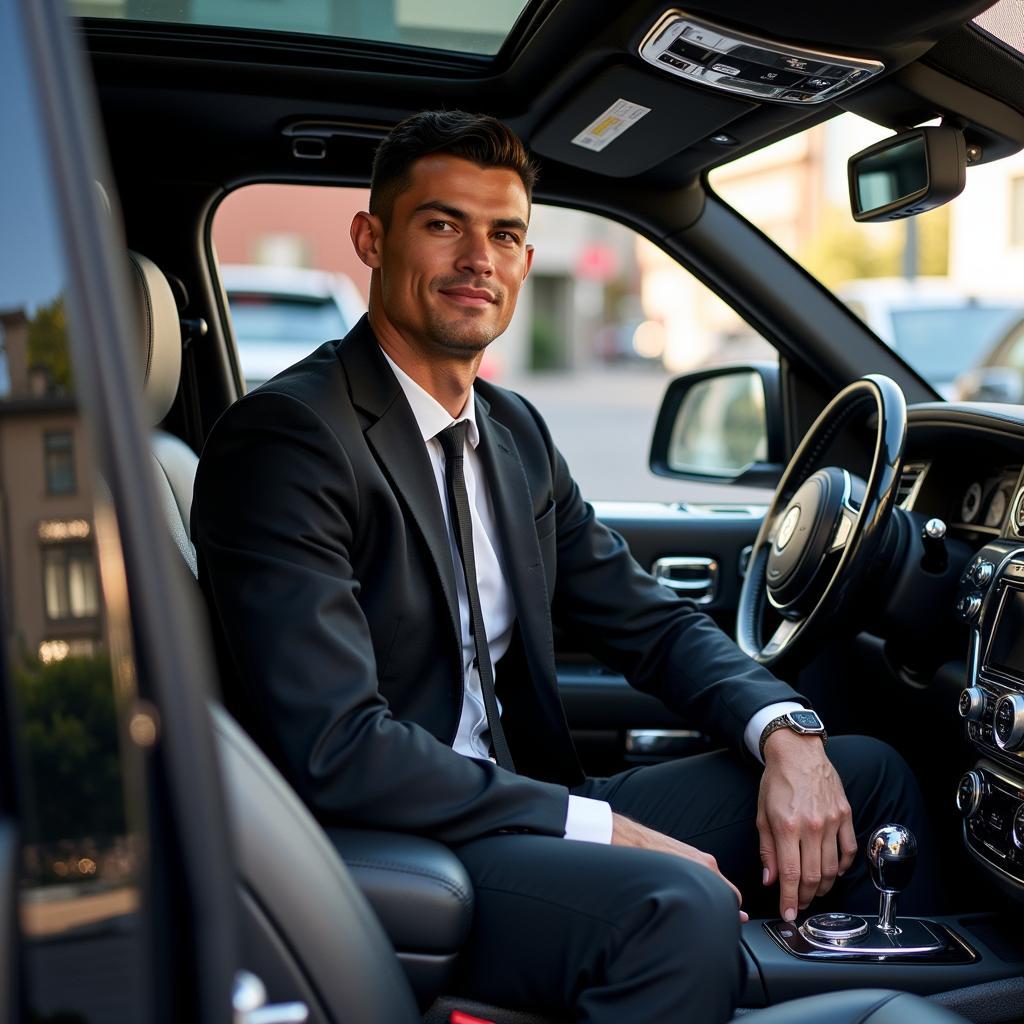 Ronaldo bên trong Rolls-Royce Phantom