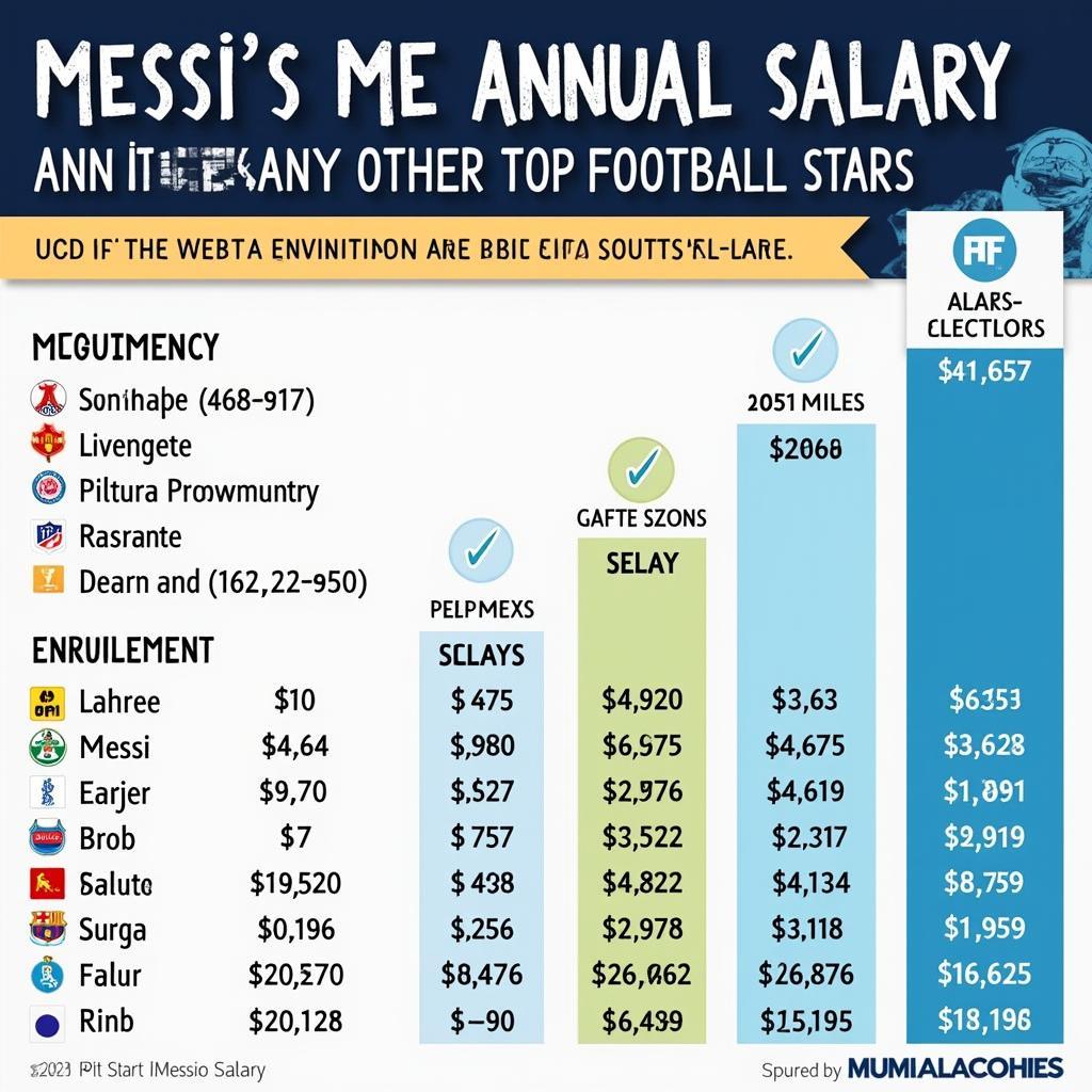 So sánh lương Messi với các ngôi sao khác - Biểu đồ so sánh thu nhập