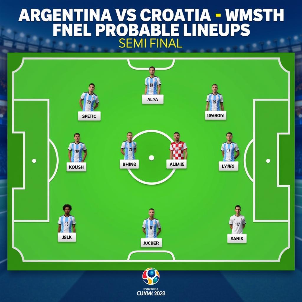 Đội hình dự kiến Argentina và Croatia trong trận bán kết